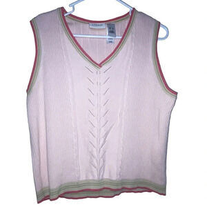 Liz Golf by Liz Claiborne Womens Large Pink V Neck Sleeveless Sweater Vest XL